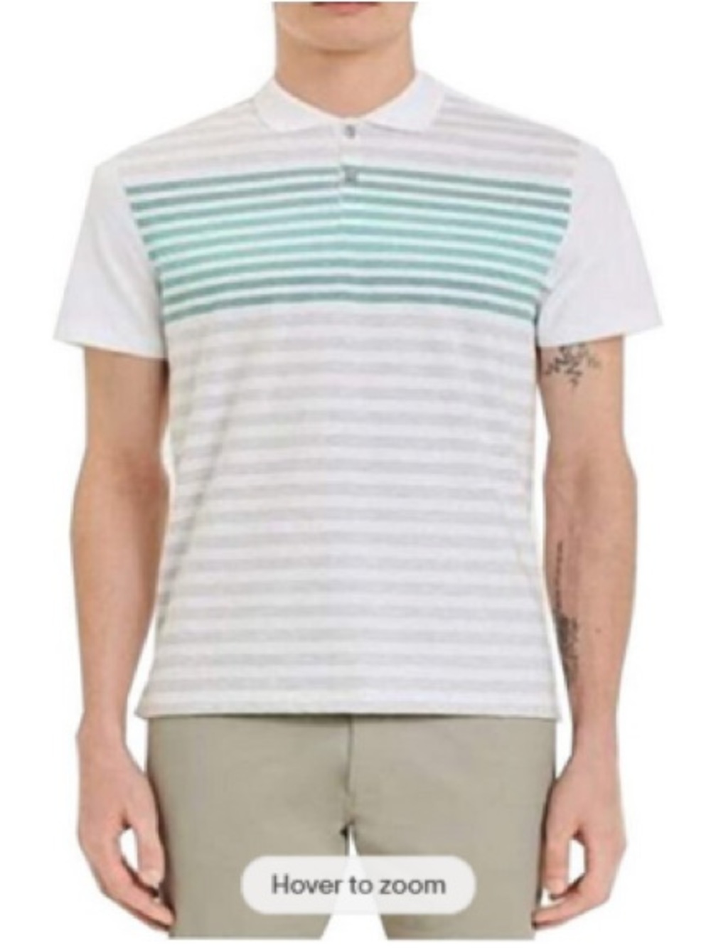 Calvin Klein Liquid Touch White Polo with Mint Green Stripe Panel Medium